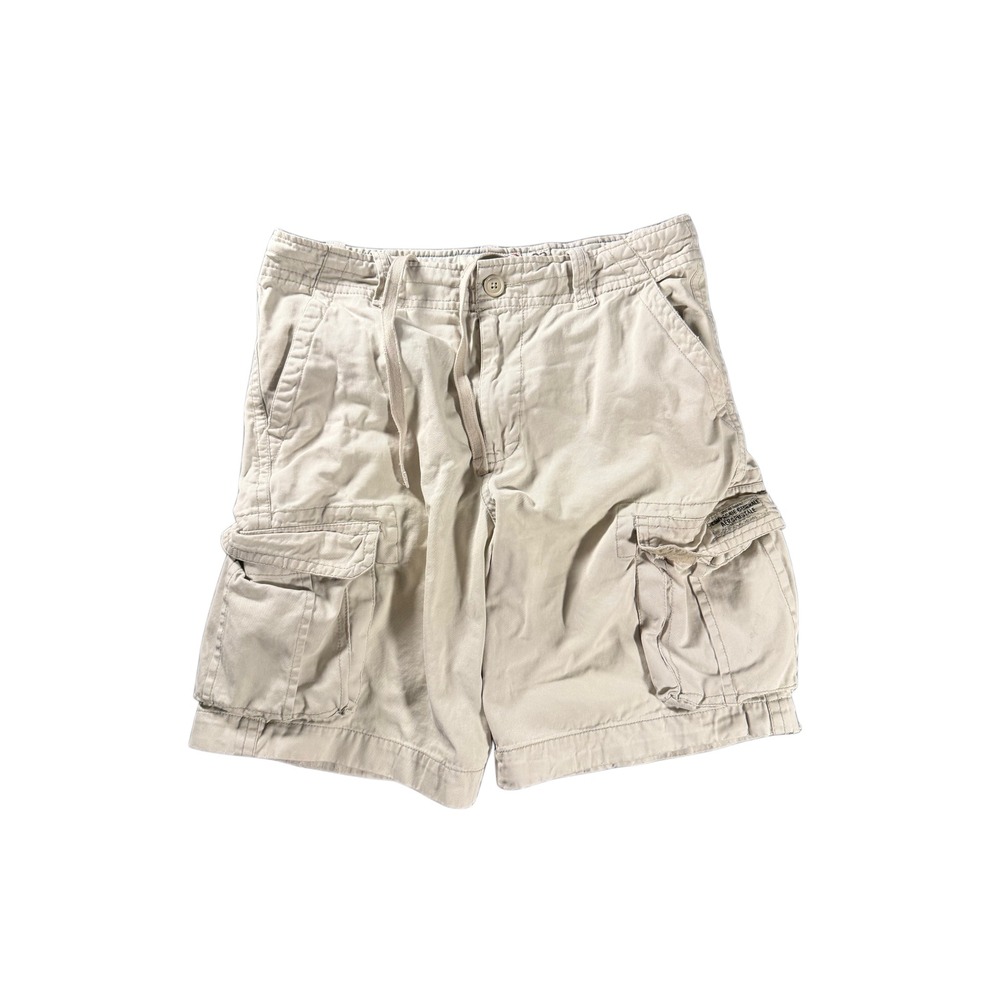 Aeropostale Mens 33 Khaki Paratrooper Baggy Cargo Shorts Tan Military Gorpcore